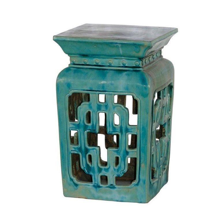 Square Garden Stool - Turquoise 1072-TQ By Legend Of Asia