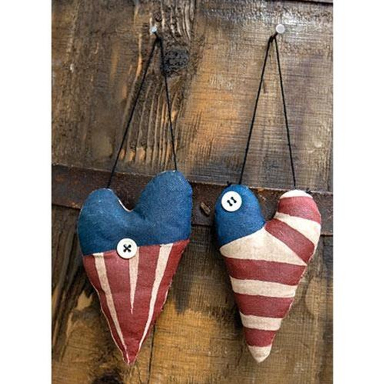 Americana Heart Ornament 2 Asstd. (Pack Of 2) GCS37642 By CWI Gifts