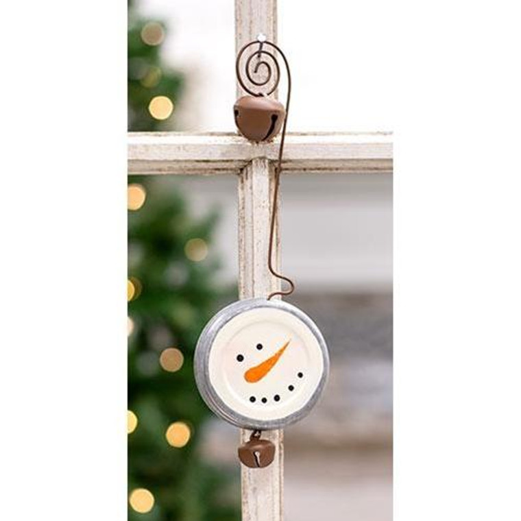 Jingle Bell Mason Jar Lid Snowman Ornament G9982 By CWI Gifts