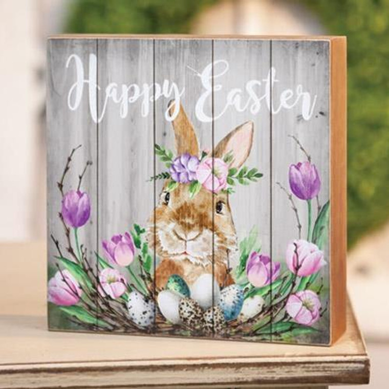 Happy Easter Spring Floral Box Sign G90855 By CWI Gifts