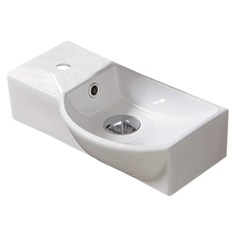 14.7-In. W Wall Mount White Vessel For 1 Hole Left Drilling AI-28585 By American Imaginations
