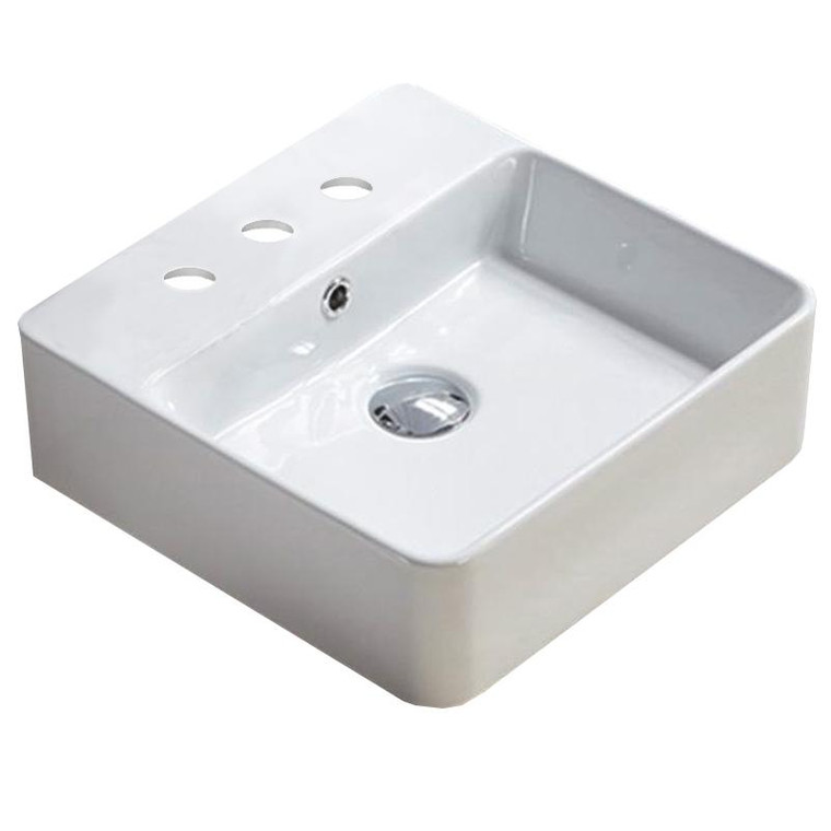 15-In. W Above Counter White Vessel For 3H8-In. Center Drilling AI-28346 By American Imaginations