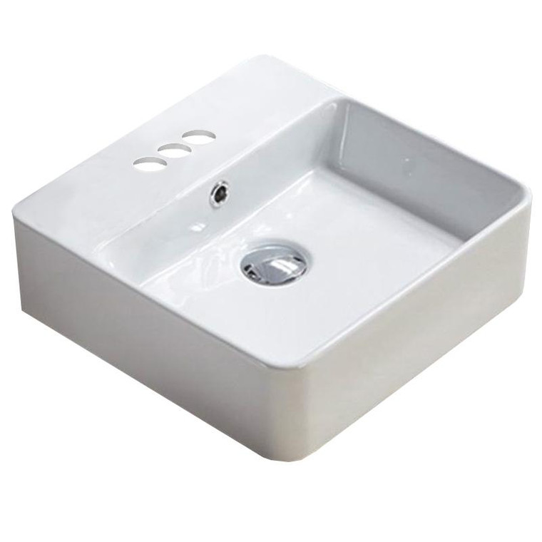 15-In. W Above Counter White Vessel For 3H4-In. Center Drilling AI-28312 By American Imaginations