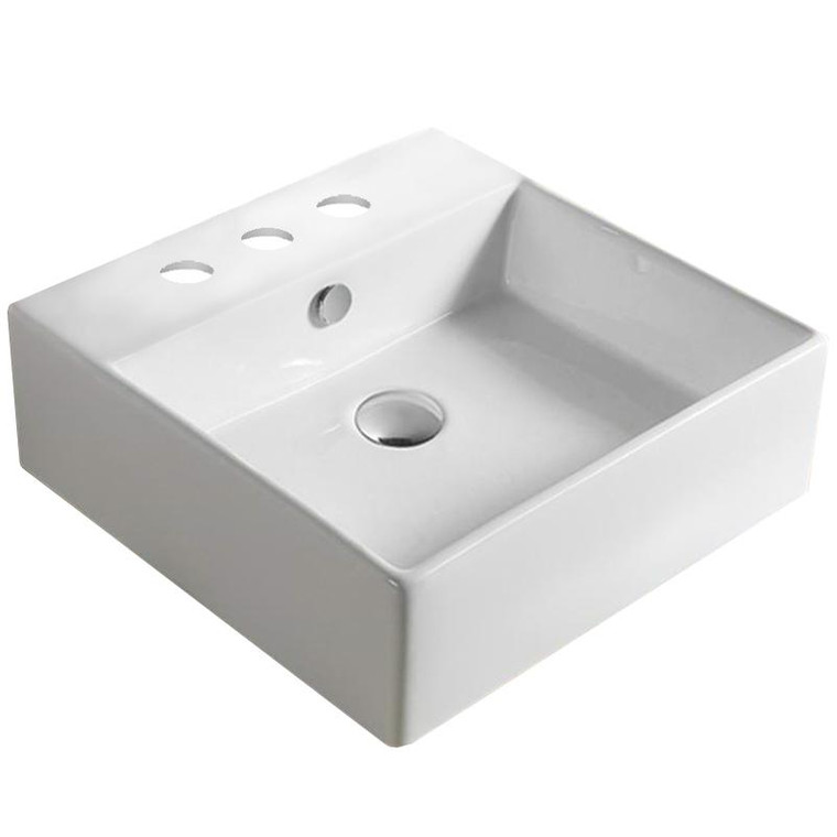 15-In. W Above Counter White Vessel For 3H8-In. Center Drilling AI-28344 By American Imaginations