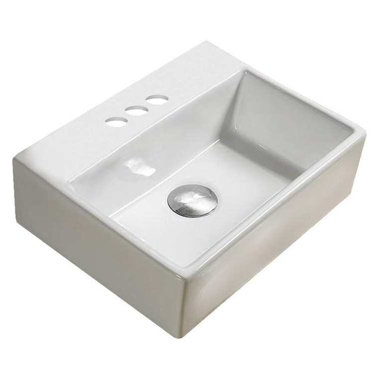 15.7-In. W Above Counter White Vessel For 3H4-In. Center Drilling AI-28279 By American Imaginations