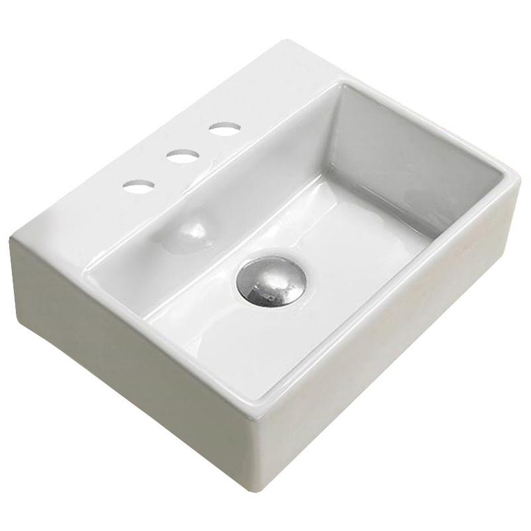 15.2-In. W Wall Mount White Vessel For 3H8-In. Center Drilling AI-28365 By American Imaginations