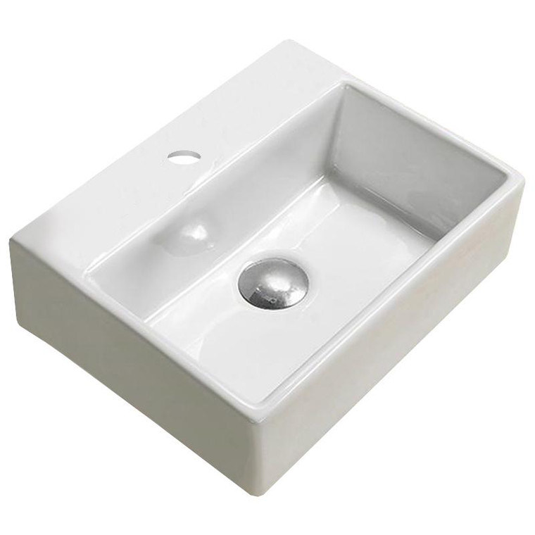 15.2-In. W Wall Mount White Vessel For 1 Hole Center Drilling AI-28116 By American Imaginations