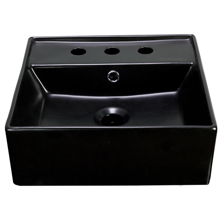 16-In. W Above Counter Matt Black Vessel For 3H8-In. Center Drilling AI-28354 By American Imaginations