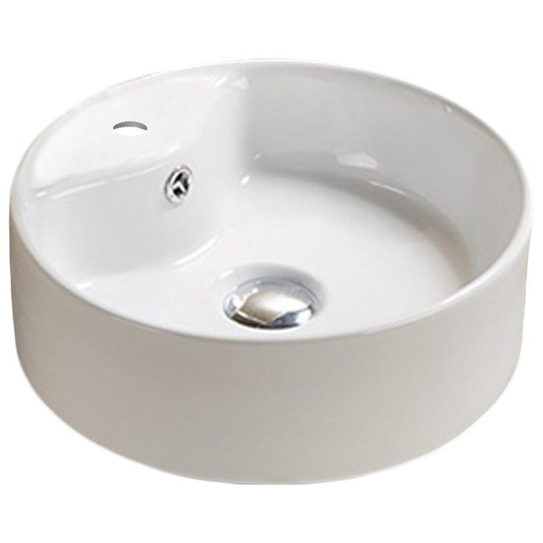 14.4-In. W Above Counter White Vessel For 1 Hole Center Drilling AI-27972 By American Imaginations