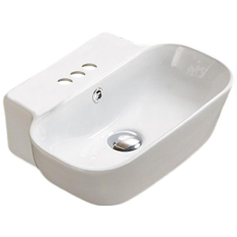 16.34-In. W Wall Mount White Vessel For 3H4-In. Center Drilling AI-28521 By American Imaginations