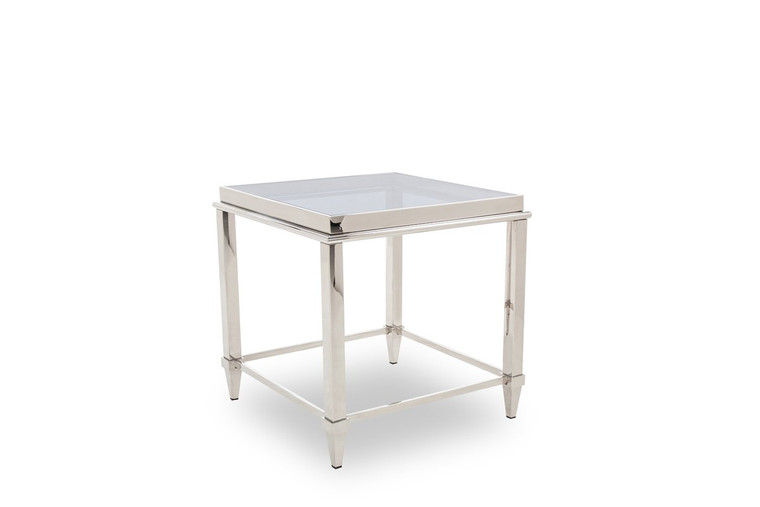 Modrest Agar Modern Glass & Stainless Steel End Table