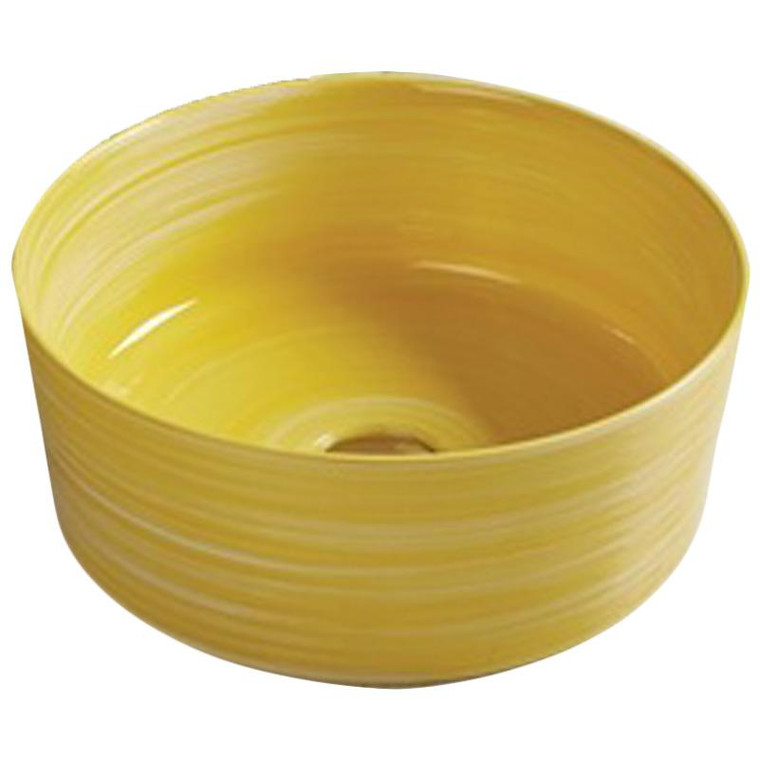 14.09-In. W Above Counter Yellow Swirl Vessel For Wall Mount Deck Mount Drilling AI-27991 By American Imaginations