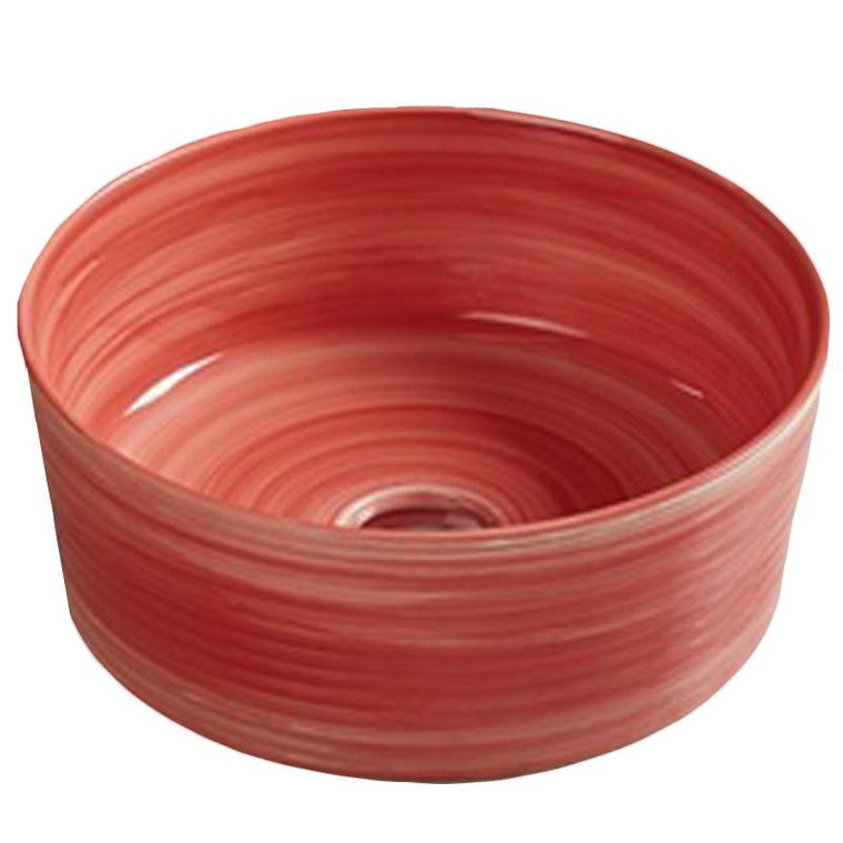 14.09-In. W Above Counter Red Swirl Vessel For Deck Mount Deck Mount Drilling AI-27846 By American Imaginations