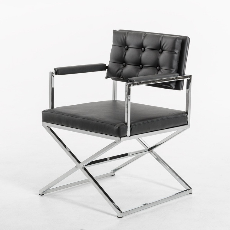 Modrest Cosme Modern Black Leatherette Dining Armchair