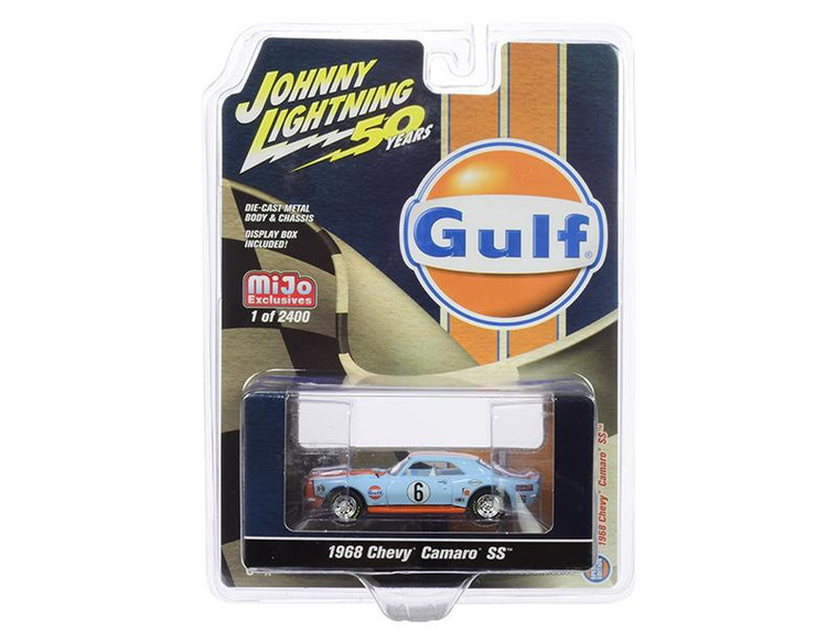 1968 Chevrolet Camaro Ss #6 "Gulf Oil" Light Blue And Orange Limited Edition To 2 400 Pieces Worldwide 1/64 Diecast Model Car By Johnny Lightning" (Pack Of 3) JLCP7240