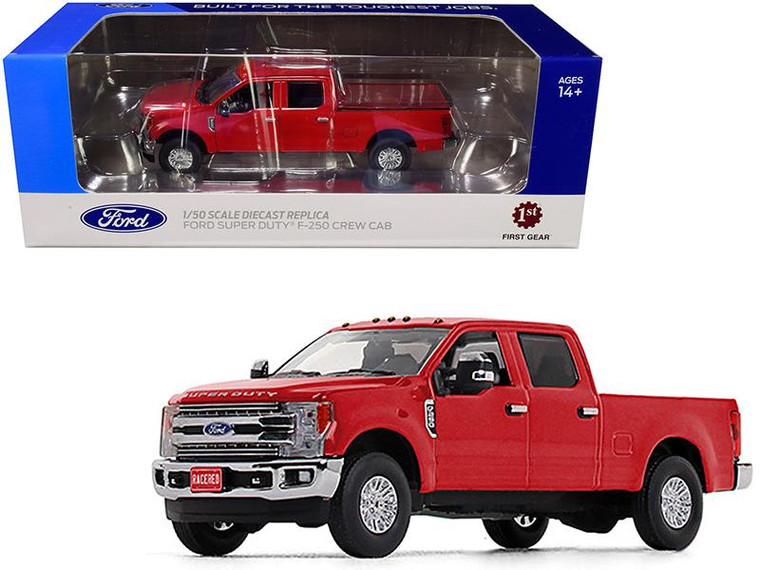 Ford F-250 Crew Cab Super Duty Pickup Truck Race Red 1/50 Diecast Model Car By First Gear 50-3419