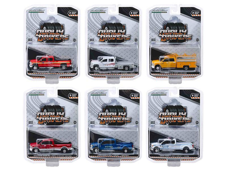 "Dually Drivers" Series 2 Set Of 6 Trucks 1/64 Diecast Model Cars By Greenlight" 46020SET