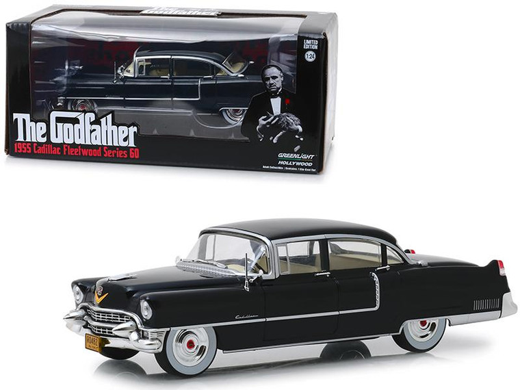 1955 Cadillac Fleetwood Series 60 Black "The Godfather" (1972) Movie 1/24 Diecast Model Car By Greenlight" 84091