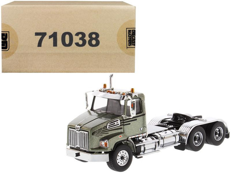 Western Star 4700 Sb Tandem Day Cab Tractor Metallic Olive Green 1/50 Diecast Model By Diecast Masters 71038