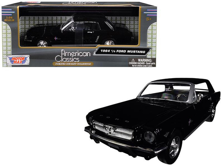 1964 1/2 Ford Mustang Black 1/24 Diecast Model Car By Motormax (Pack Of 2) 73273bk