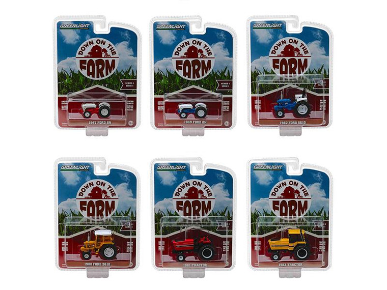Down On The Farm Series 1 Set Of 6 Tractors 1/64 Diecast Models By Greenlight 48010SET