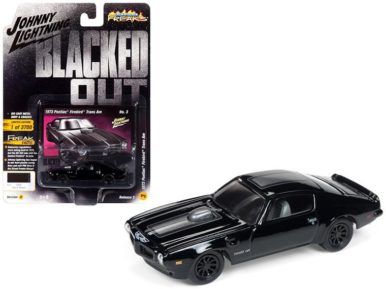 1973 Pontiac Firebird Trans Am Gloss Black With Dark Silver Stripe "Blacked Out" Limited Edition To 3 700 Pieces Worldwide 1/64 Diecast Model Car By Johnny Lightning" (Pack Of 3) JLSF009/JLCP7121