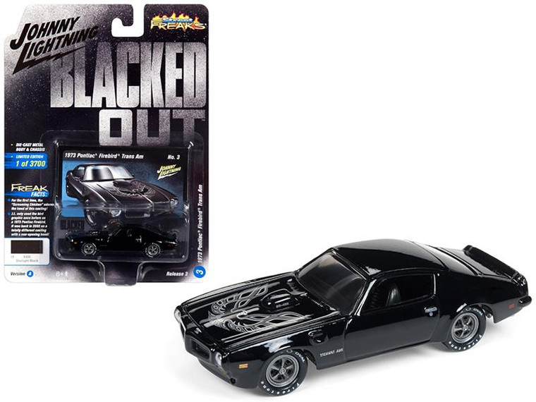 1973 Pontiac Firebird Trans Am Gloss Black With Silver Bird On Hood "Blacked Out" Limited Edition To 3 700 Pieces Worldwide 1/64 Diecast Model Car By Johnny Lightning" (Pack Of 3) JLSF009/JLCP7120