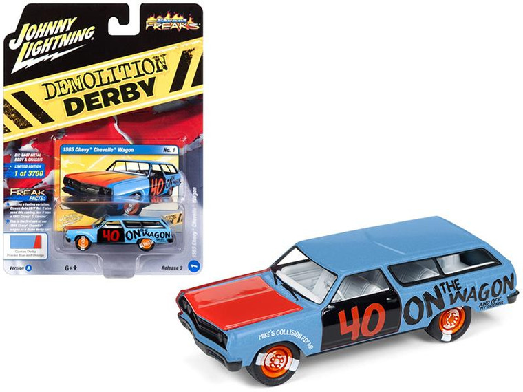 1965 Chevrolet Chevelle Wagon #40 Powder Blue "Demolition Derby" Limited Edition To 3 700 Pieces Worldwide 1/64 Diecast Model Car By Johnny Lightning" (Pack Of 3) JLSF009/JLCP7118