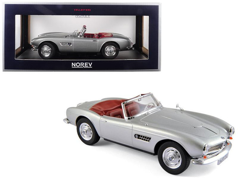 1956 Bmw 507 Silver Metallic With Red Interior 1/18 Diecast Model Car By Norev 183230