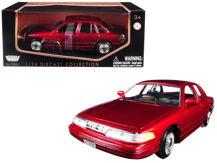 1998 Ford Crown Victoria Metallic Red 1/24 Diecast Model Car By Motormax (Pack Of 2) 76102r