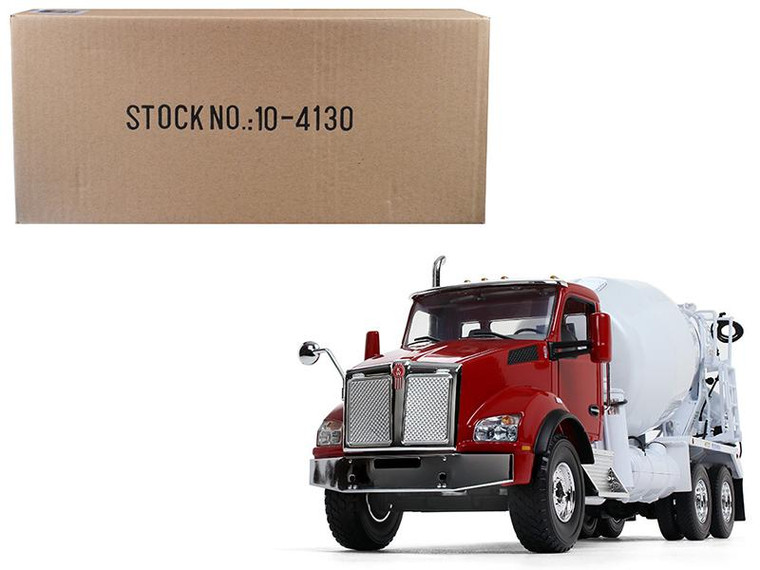 Kenworth T880 With Mcneilus Standard Mixer Red Cab/ White Body 1/34 Diecast Model By First Gear 814766