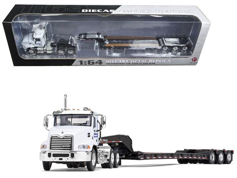 Mack Pinnacle "Komatsu" With Axle Lowboy Trailer 1/64 Diecast Model By First Gear" 60-0347