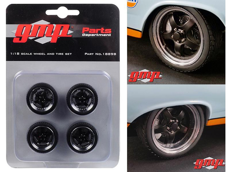 5-Spoke Wheel And Tire Pack Of 4 From 1966 Ford Fairlane Street Fighter "Gulf Oil" 1/18 By Gmp" (Pack Of 2) 18898 By Diecast Models