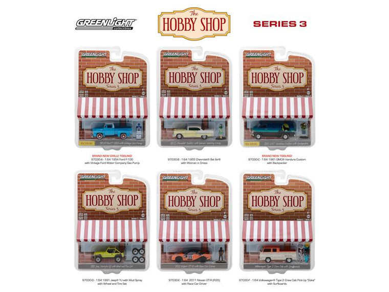 The Hobby Shop Series 3 Set Of 6 Cars 1/64 Diecast Models By Greenlight 97030