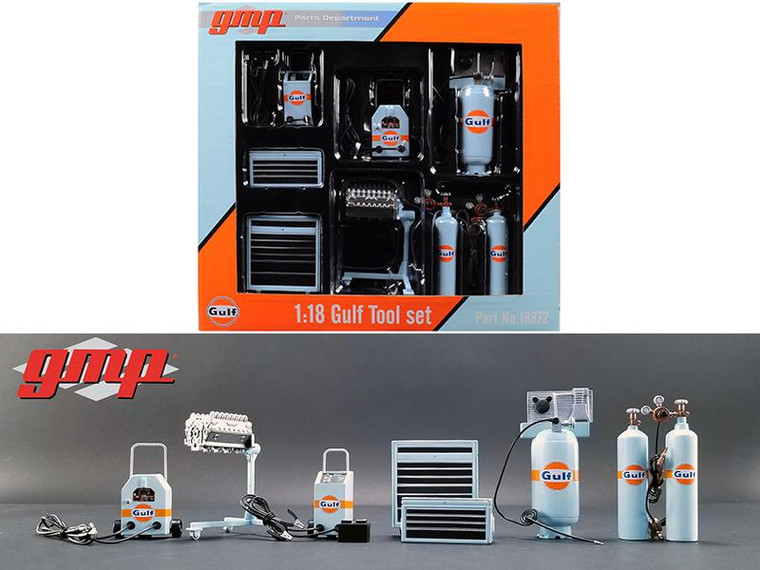 Garage Shop Tools Gulf Oil Set Of 6 Pieces 1/18 Diecast Replica By Gmp 18872 By Diecast Models