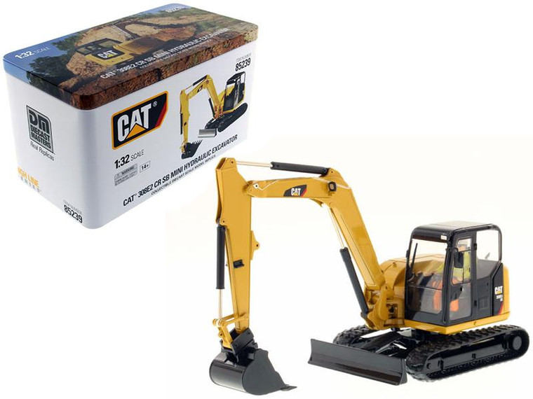 Cat Caterpillar 308E2 Cr Sb Mini Hydraulic Excavator With Working Tools And Operator "High Line Series" 1/32 Diecast Model By Diecast Masters" 85239