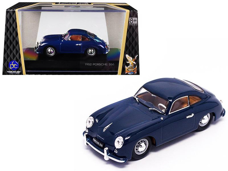 1952 Porsche 356 Coupe Dark Blue 1/43 Diecast Model Car By Road Signature (Pack Of 2) 43218bl