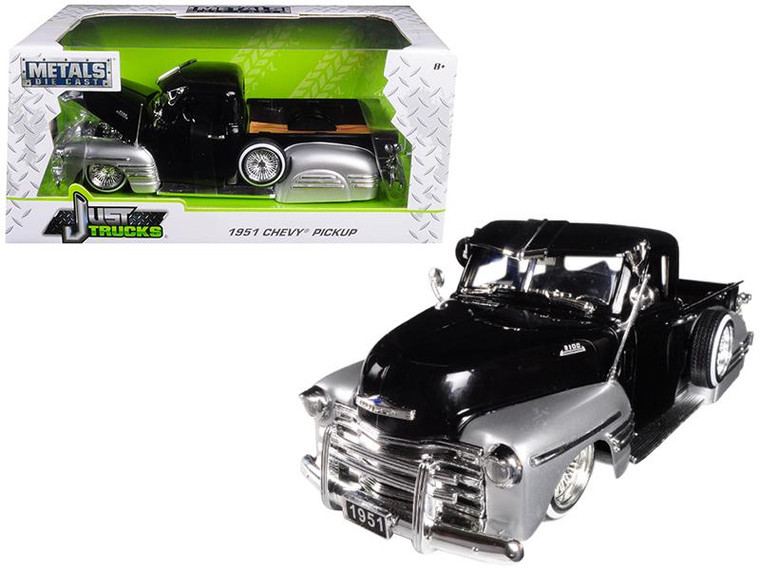 1951 Chevrolet Lowrider Pickup Truck Black And Silver "Just Trucks" 1/24 Diecast Model Car By Jada" (Pack Of 2) 99035