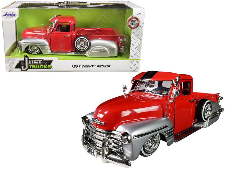 1951 Chevrolet Lowrider Pickup Truck Red And Silver "Just Trucks" 1/24 Diecast Model Car By Jada" (Pack Of 2) 97229