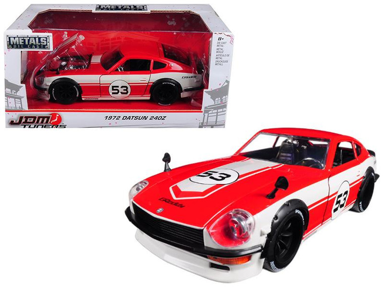 1972 Datsun 240Z #53 Red And White "Jdm Tuners" 1/24 Diecast Model Car By Jada" 99100