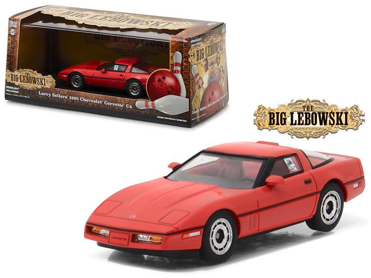 Little Larry Sellers' 1985 Chevrolet Corvette C4 Red "The Big Lebowski" Movie (1998) 1/43 Diecast Model Car By Greenlight" (Pack Of 2) 86497
