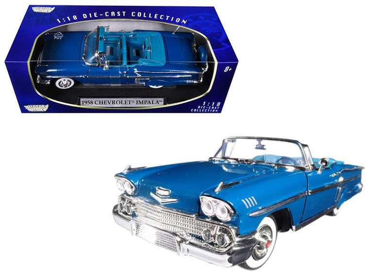 1958 Chevrolet Impala Turquoise 1/18 Diecast Car Model By Motormax 73112TUR By Diecast Models