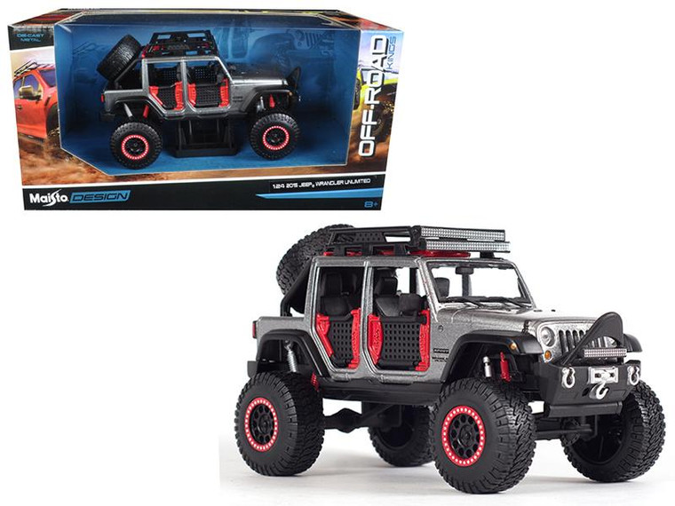 2015 Jeep Wrangler Unlimited Grey Off Road Kings 1/24 Diecast Model Car By Maisto 32523GRY