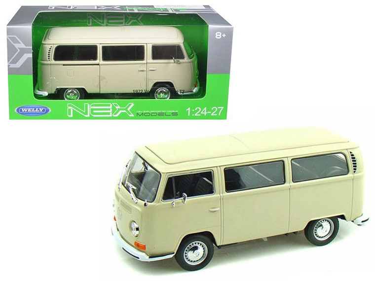 1972 Volkswagen Bus Van T2 Cream 1/24-1/27 Diecast Model By Welly (Pack Of 2) 22472CRM