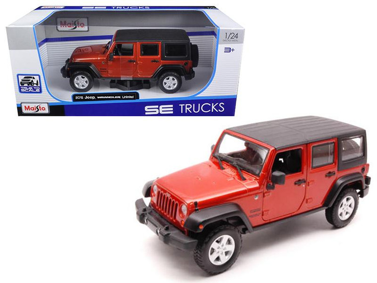2015 Jeep Wrangler Unlimited Orange 1/24 Diecast Model Car By Maisto 31268OR