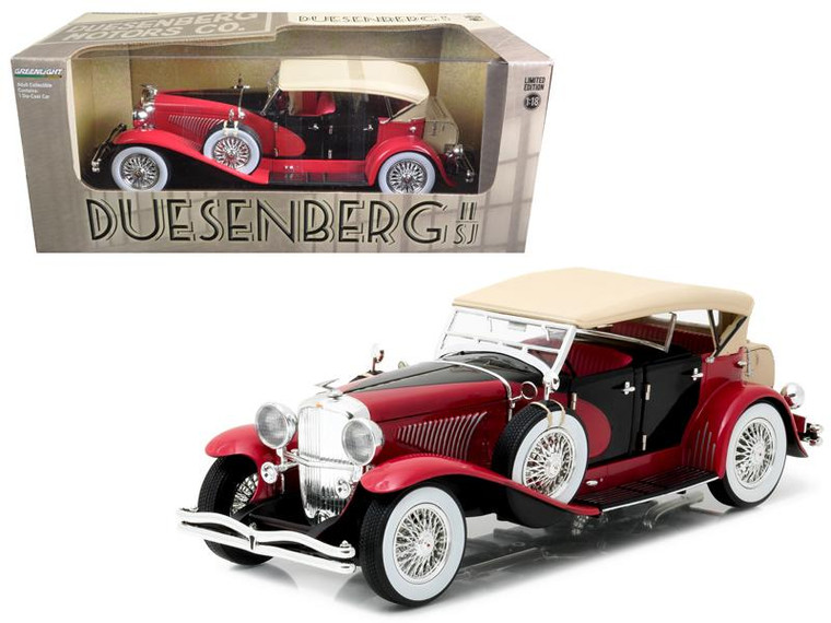 1934 Duesenberg Ii Sj Red And Black 1/18 Diecast Model Car By Greenlight 12995