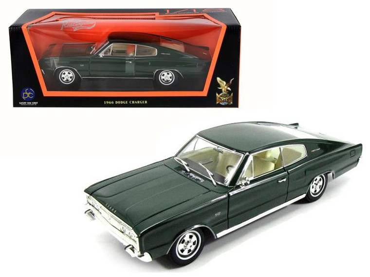 1966 Dodge Charger Green 1/18 Diecast Model Car By Road Signature 92638GRN