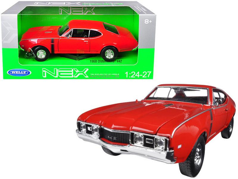 1968 Oldsmobile 442 Red 1/24-1/27 Diecast Model Car By Welly (Pack Of 2) 24024R
