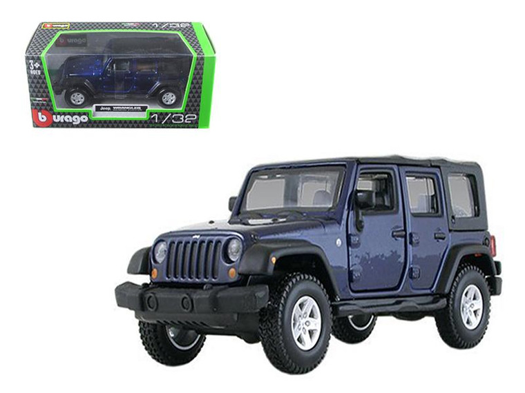 Jeep Wrangler Unlimited Rubicon 4 Doors Blue 1/32 Diecast Model Car By Bburago (Pack Of 2) 43012BL