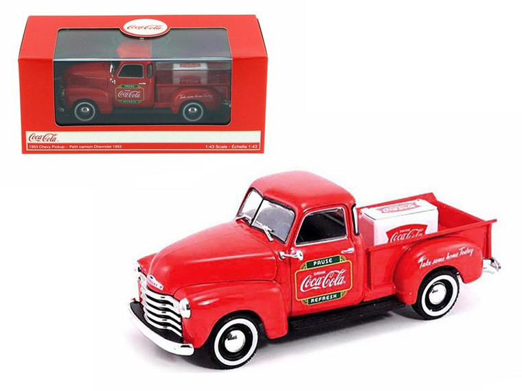 1953 Chevrolet Pickup Truck Red "Coca-Cola" With Metal Cooler 1/43 Diecast Model By Motorcity Classics" 478104